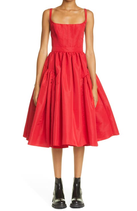 Alexander McQueen Open Back Fit & Flare Midi Dress