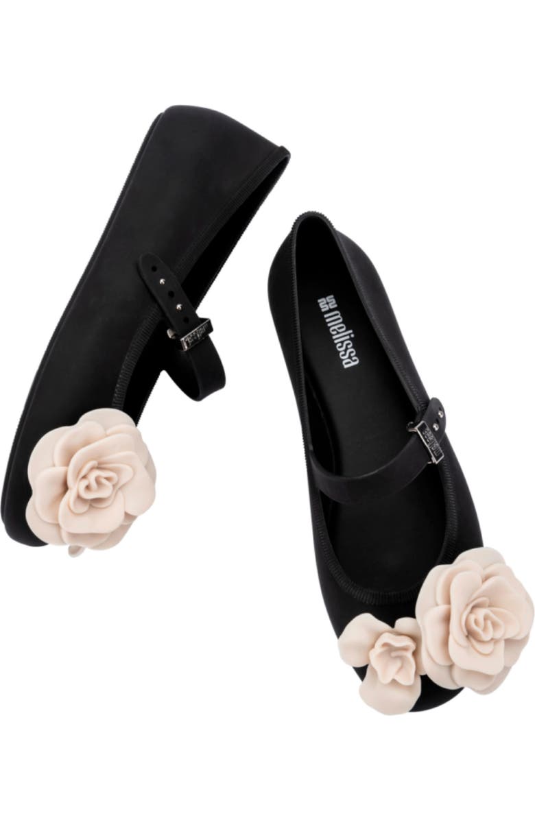 Melissa Soft Ballerina Petals Mary Jane Flat, Alternate, color, Black