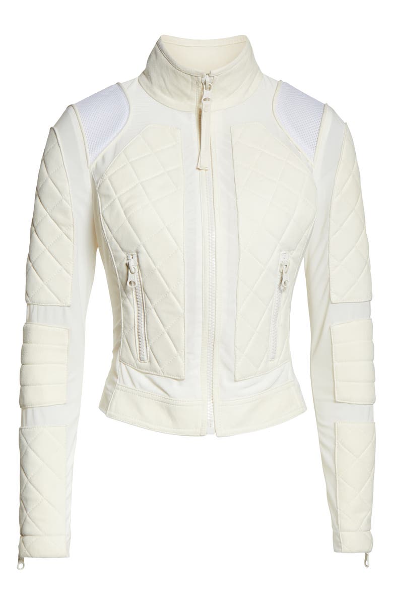 Blanc Noir Suede & Mesh Moto Jacket, Alternate, color, 