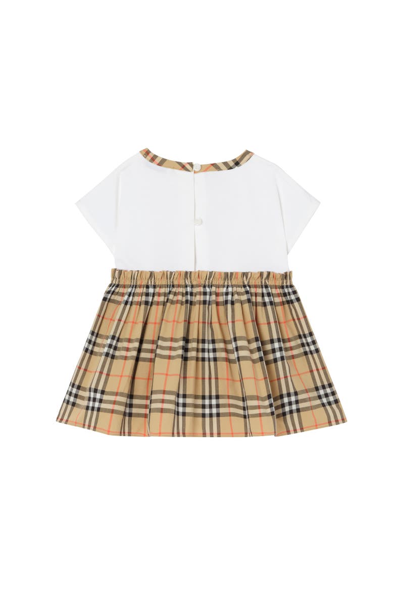 Check Bow Cotton Dress with Bloomers, Alternate, color, White