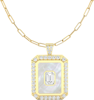 Everlee Mother-of-Pearl & Lab Diamond Emerald Pendant Charm in 14K
