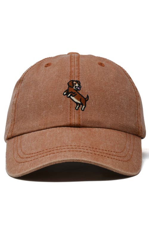 Dalix Dachshund Embroidered Dad Cap In Washed Orange