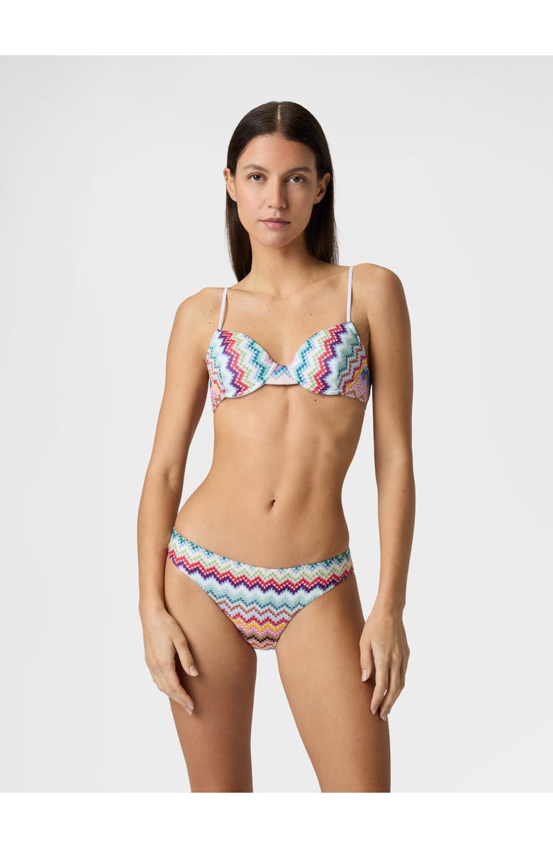 Missoni Balcony Bikini In Lamé Viscose With Zigzag Pixel-effect Pattern, Main, color, Multicoloured