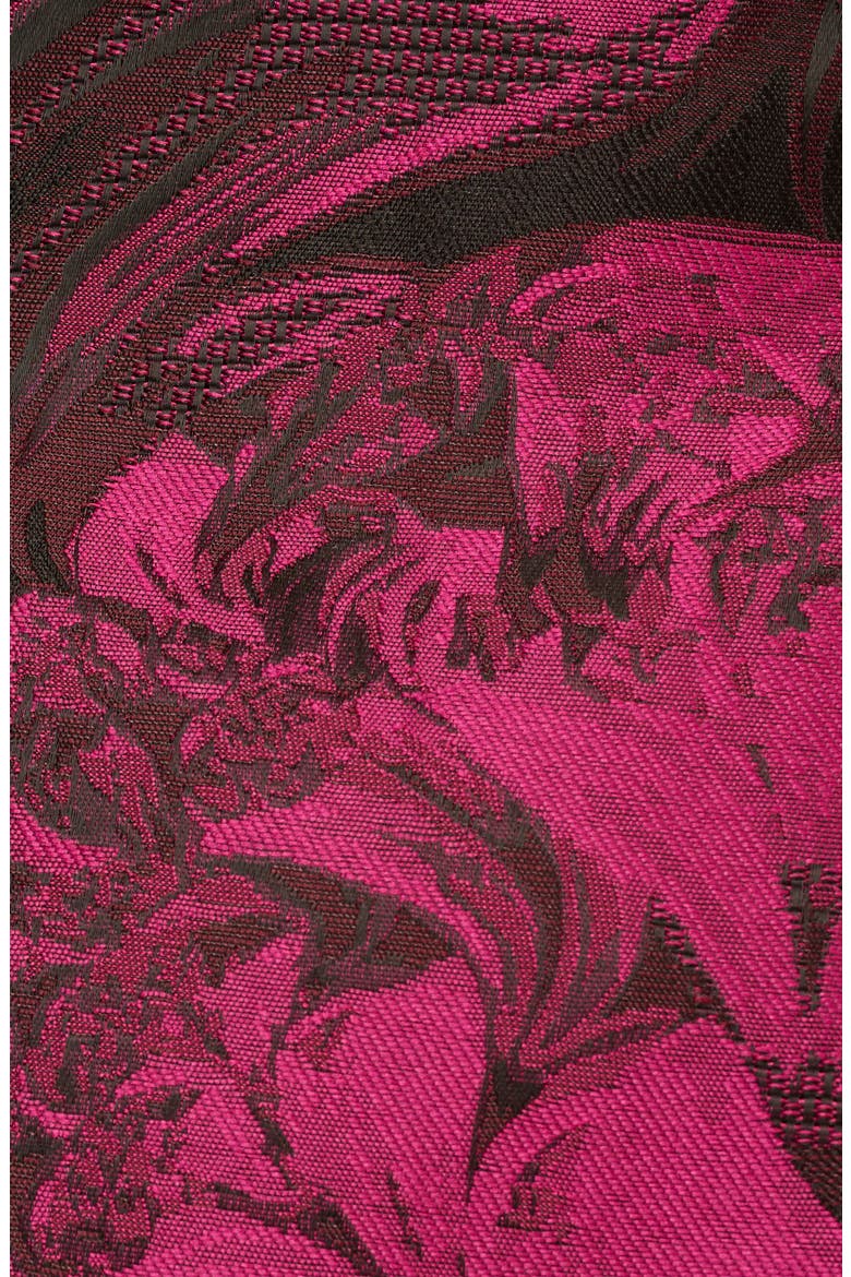 Floral Jacquard Back Cutout Cocktail Dress, Alternate, color, MAGENTA/ BLACK