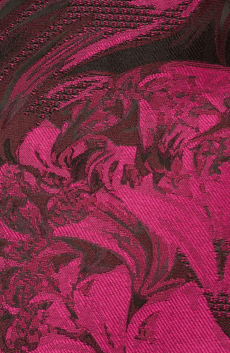 Adrianna Papell Floral Jacquard Back Cutout Cocktail Dress, Alternate, color, Magenta/ Black