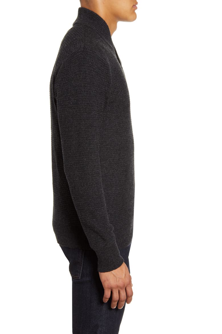Waffle Knit Thermal Wool Blend Pullover, Alternate, color, BLACK