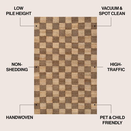 Jonathan Y Theo Modern Farmhouse Woven Jute Checkerboard Area Rug In Brown