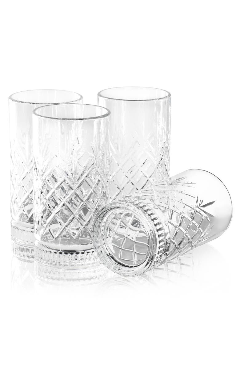 Gibson Home 4 Piece 16 Ounce Diamond Embossed Glass Tumbler Set, Alternate, color, Clear