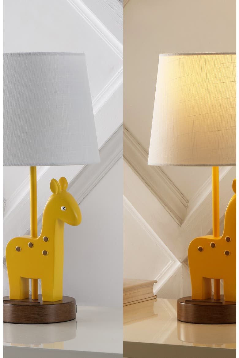 Sahara Mid-Century Vintage Iron/Resin Giraffe LED Kids' Table Lamp with Phone Stand and USB Charging Port, Alternate, color, Yellow