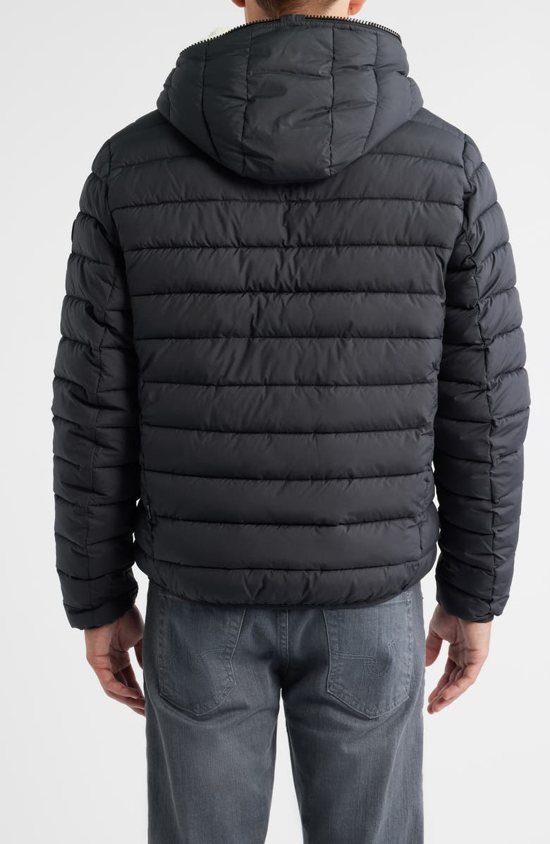 Save The Duck Bertie Faux Shearling Lining Hooded Puffer Jacket, Alternate, color, Black