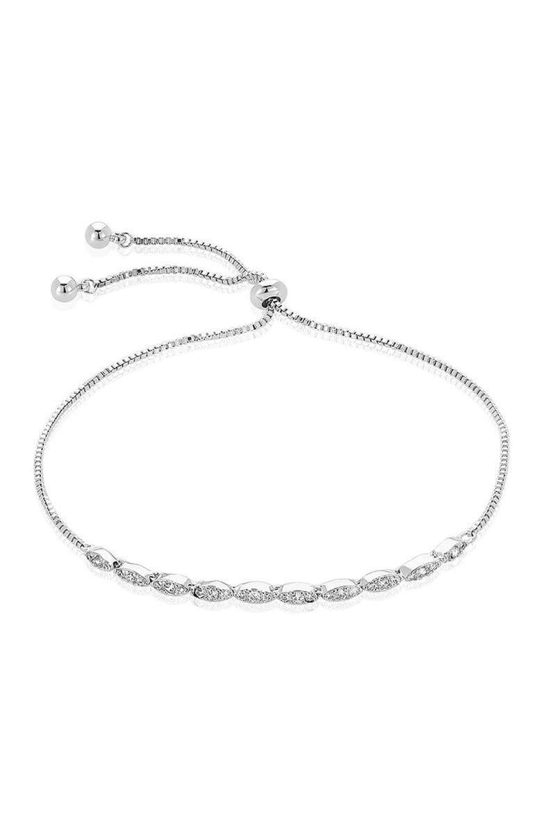 Sterling Forever Rhodium Plated Marquise Cut CZ Slider Bracelet, Main, color,