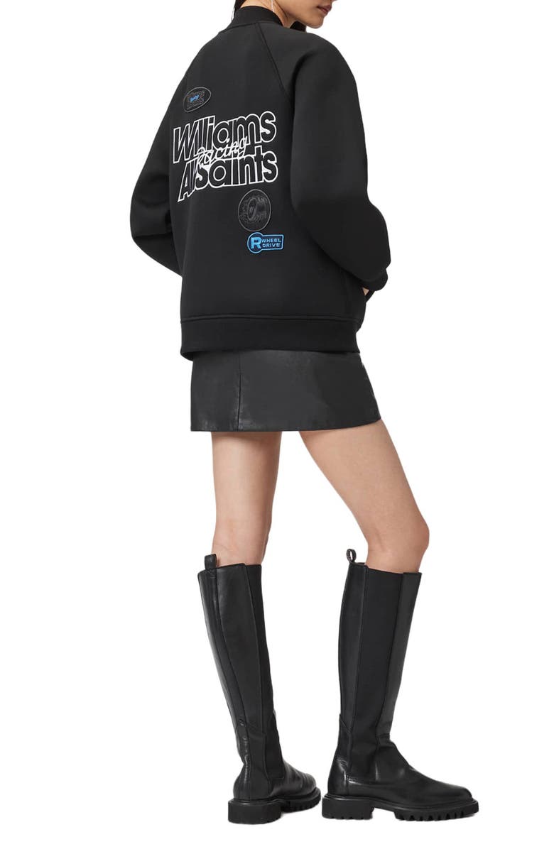 AllSaints Nico Cotton Blend Bomber Jacket, Alternate, color, Black