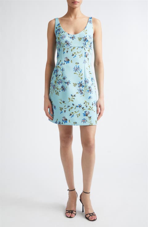 Einna Blue Magnolia Taffeta Faille Minidress