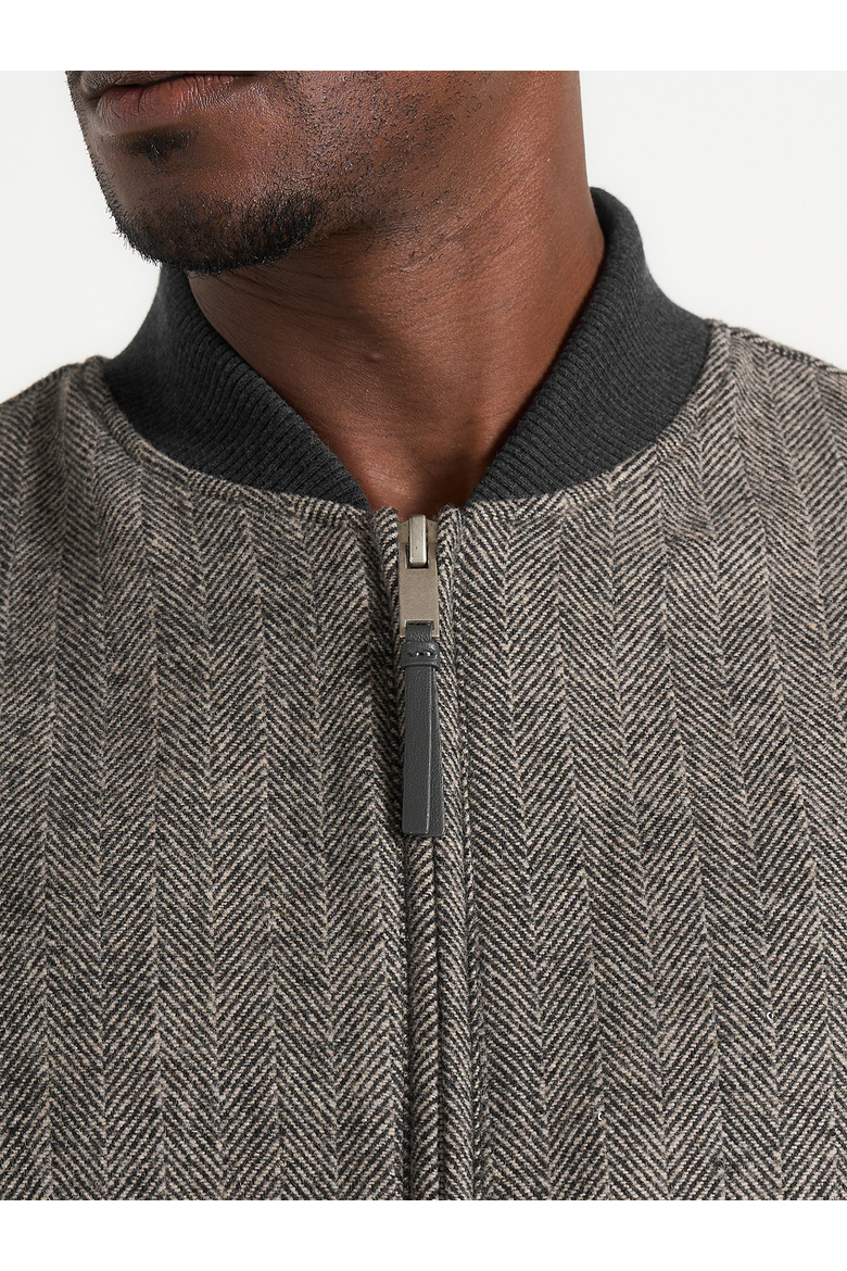 Leandro Herringbone Wool Bomber Jacket, Alternate, color, Grey