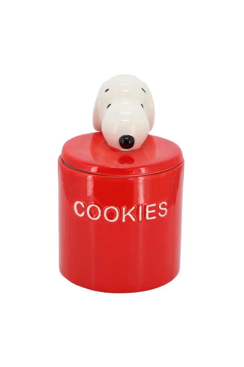 8.2in Ceramic Snoopy Cookie Jar with Lid, Alternate, color, Red