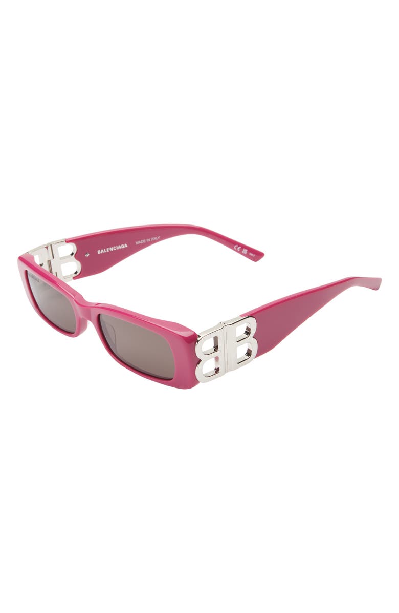 Balenciaga 51mm Square Sunglasses, Alternate, color, Fuchsia Silver Grey