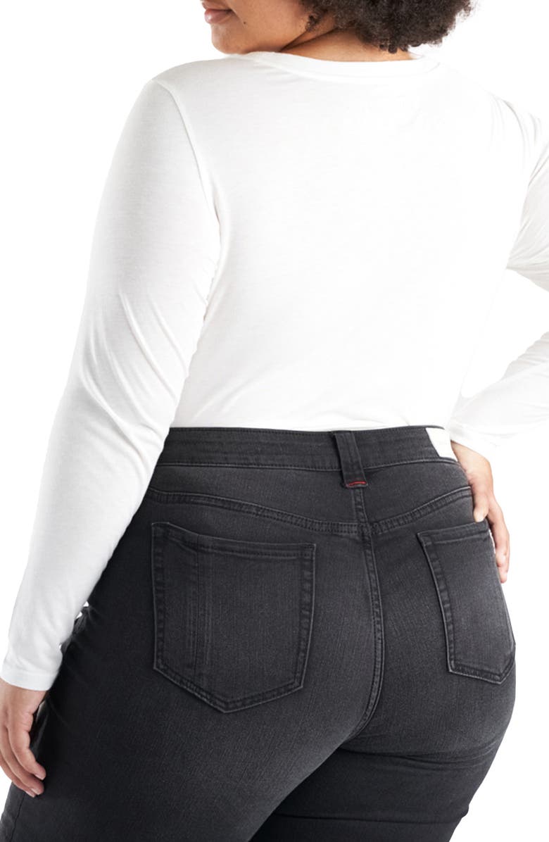 SLINK Jeans Crewneck Long Sleeve Pocket T-Shirt, Alternate, color, White