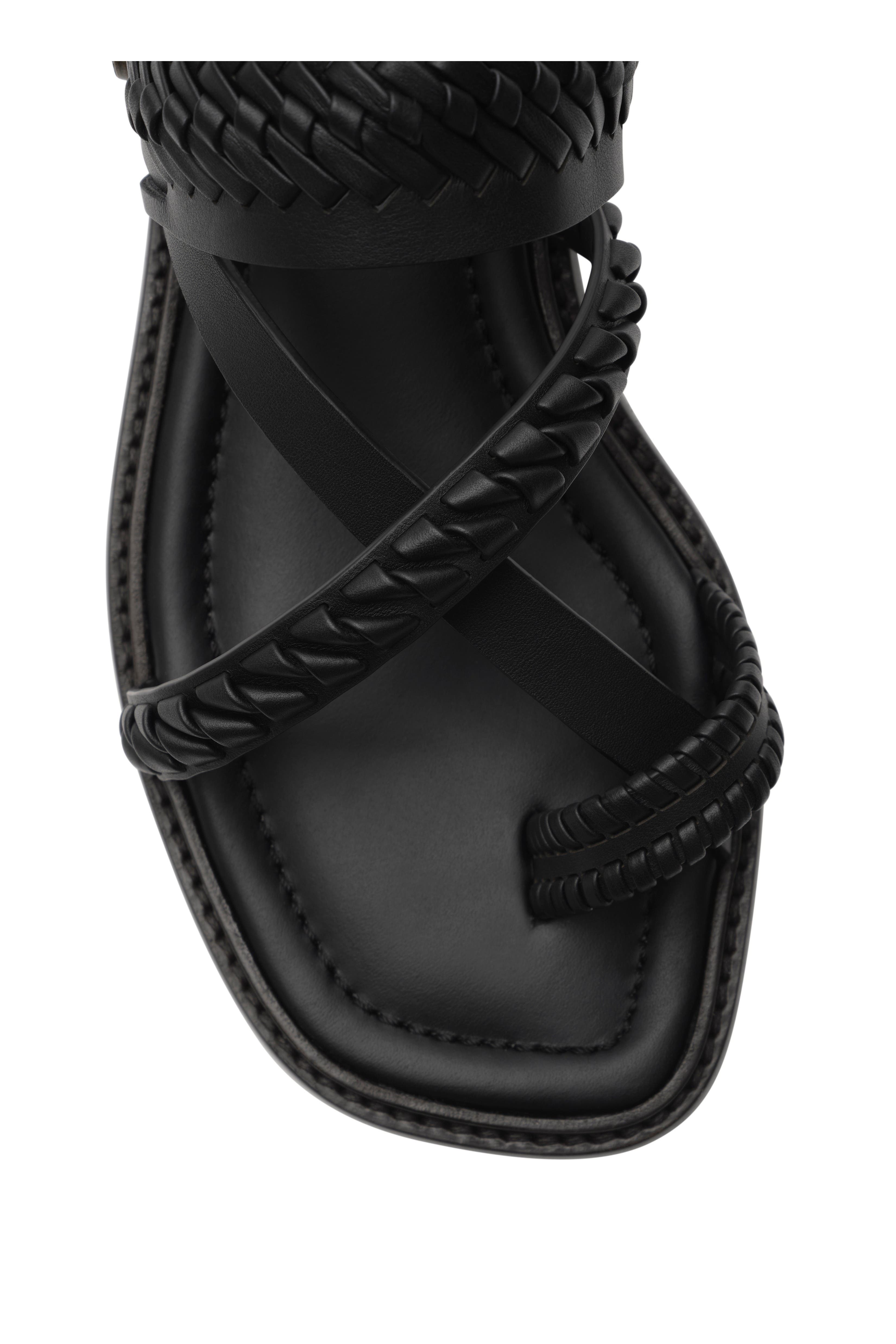 Burberry Leather Baez Sandals, Alternate, color, Black