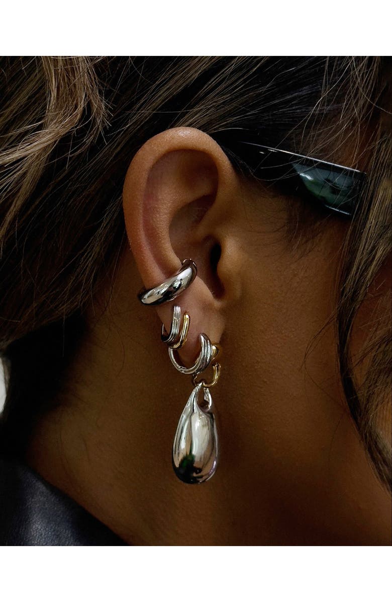 Luv AJ x Dezi The Mini Ridged Chain Link Huggie Earrings, Alternate, color, Silver