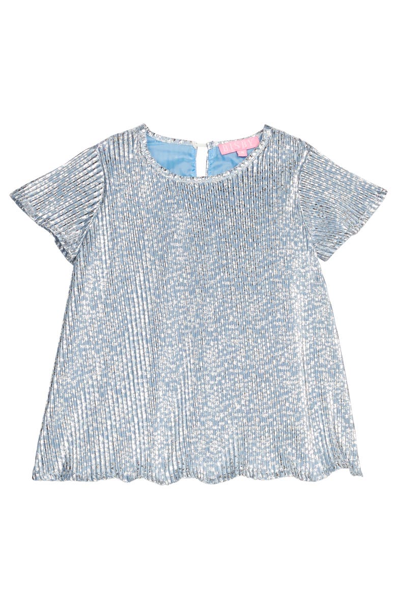 BISBY Kids' Metallic Crinkle Top, Alternate, color, Blue Crinkle Stars