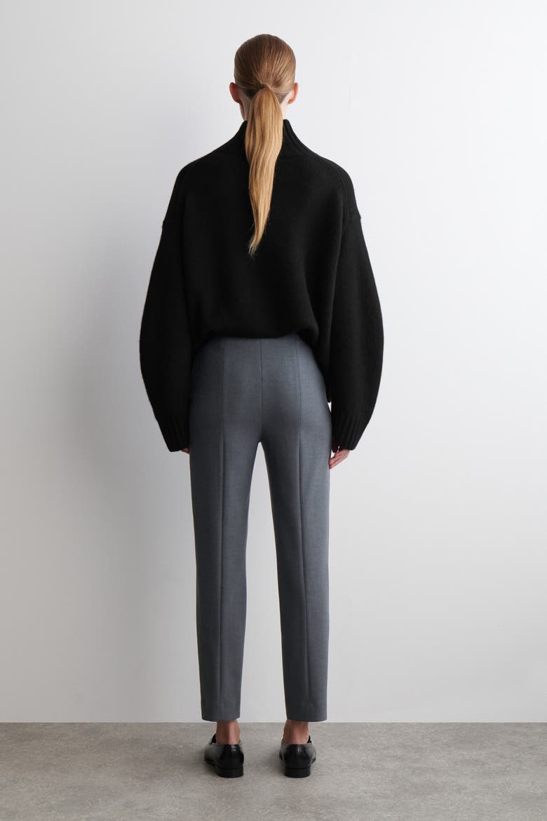 Cropped Slim-Leg Pants, Alternate, color, GRAY MÉLANGE