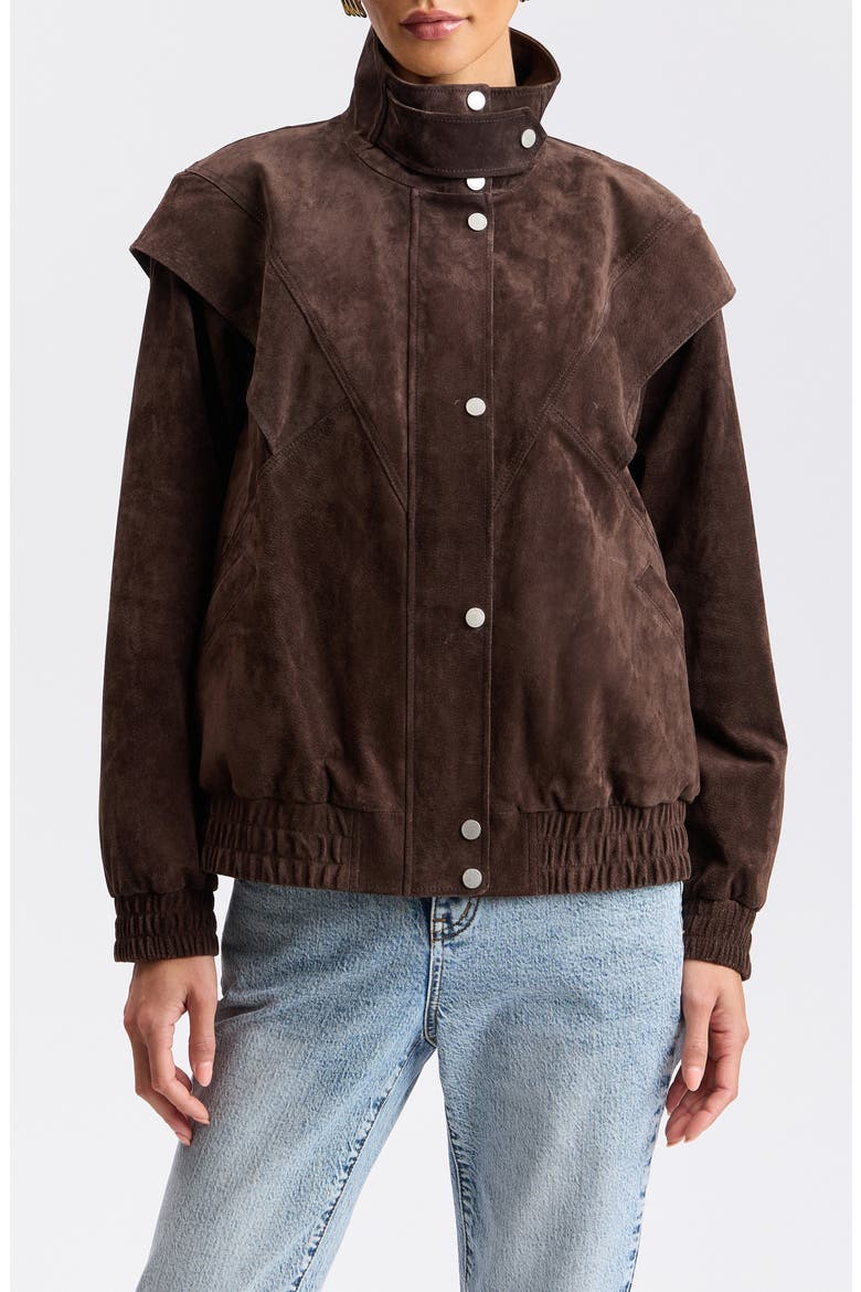 Suede Oversized Bomber Jacket, Main, color, WOOD