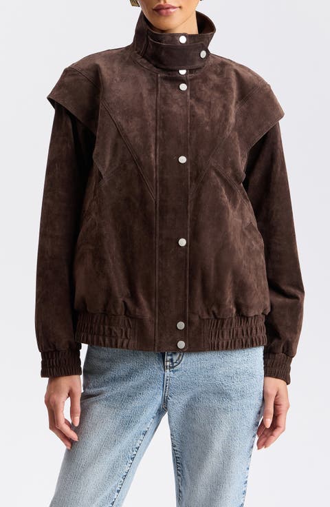 Suede Oversized Bomber Jacket