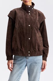 Avec Les Filles Suede Oversized Bomber Jacket