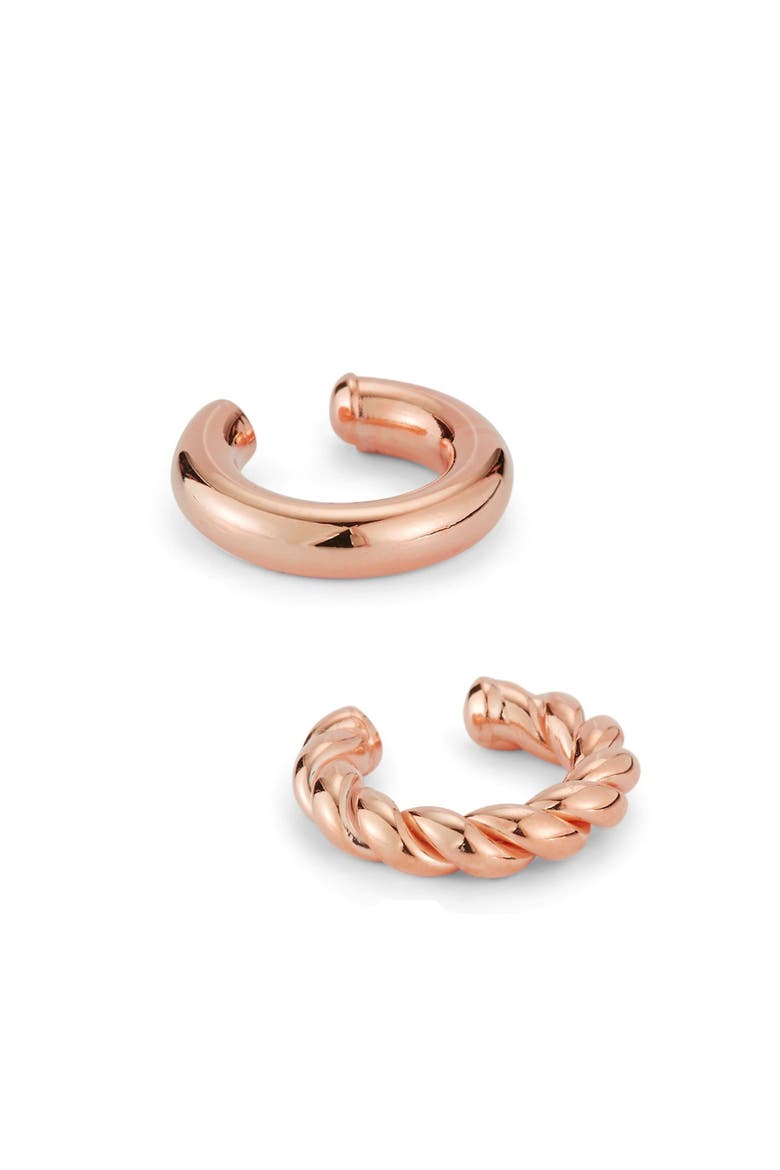 Set of 2 Ear Cuffs, Main, color, ROSE GOLD