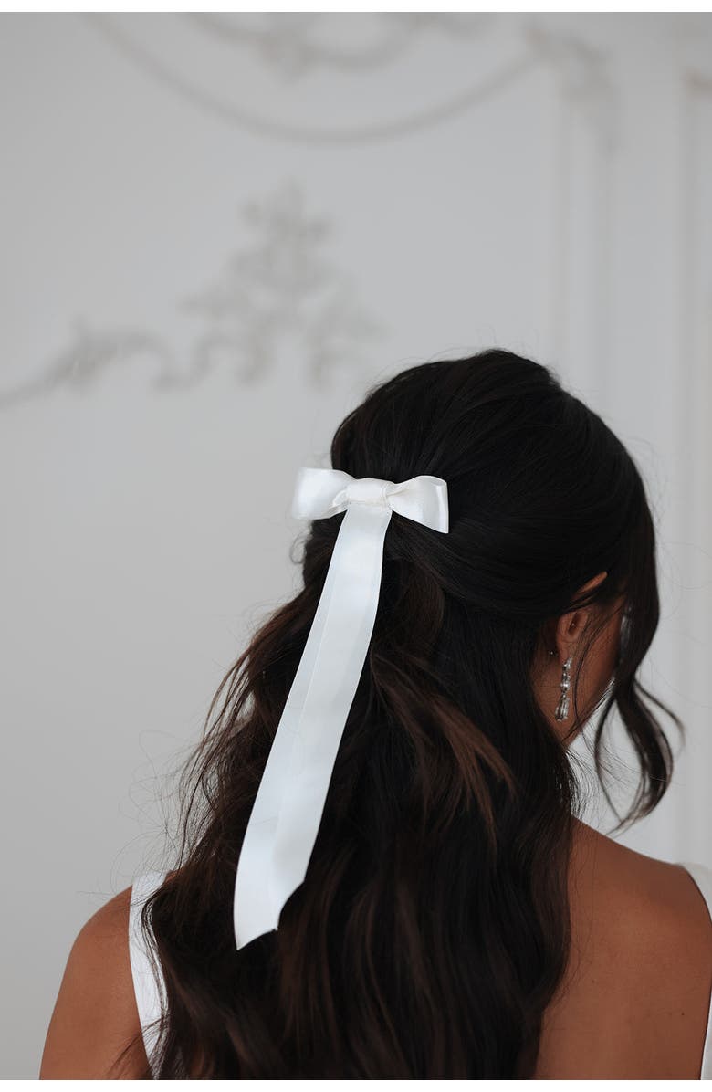 Untamed Petals Blair Satin Bow, Alternate, color, Ivory