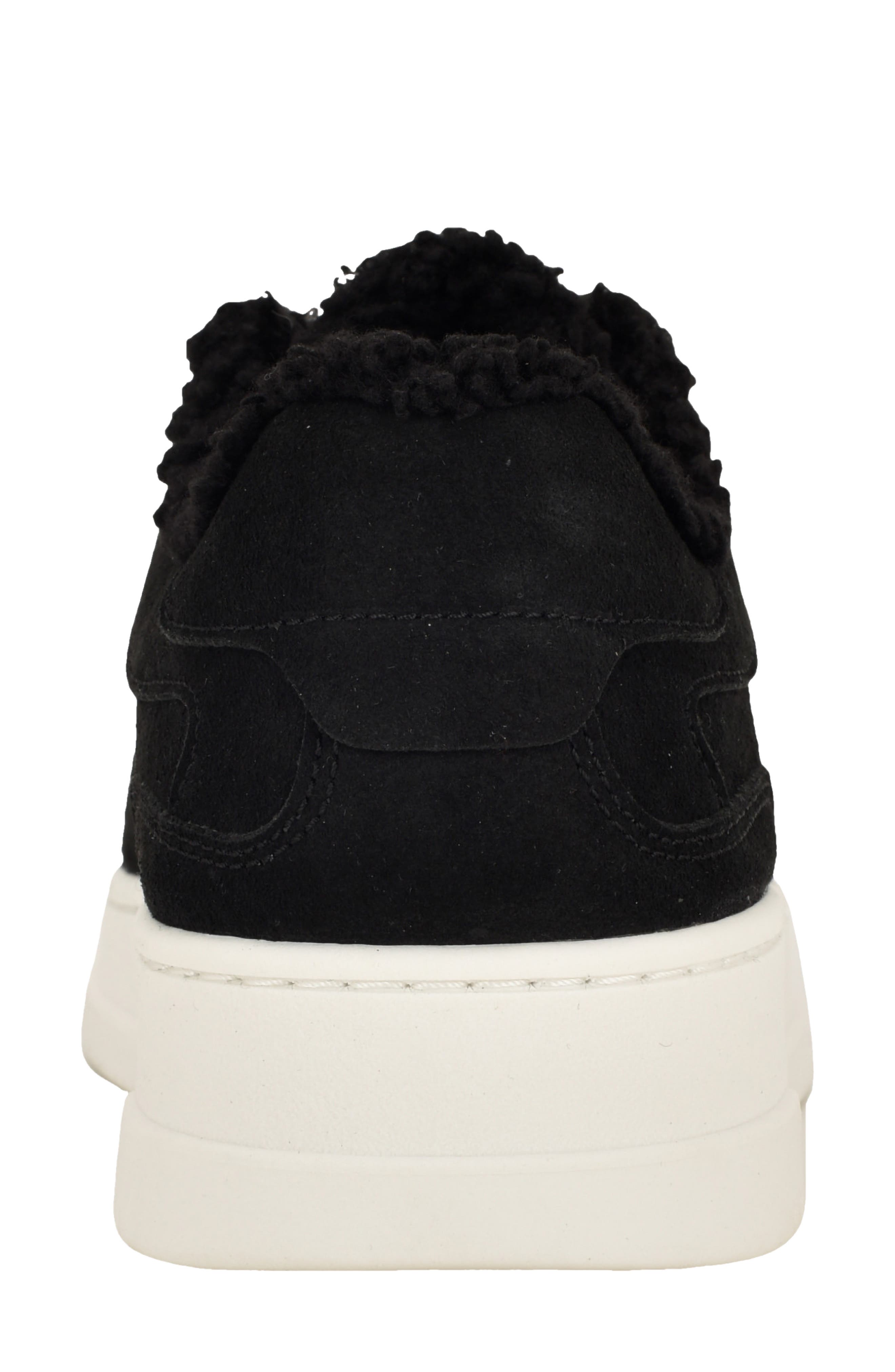 Calvin Klein Pozay Faux Shearling Sneaker, Alternate, color, Black