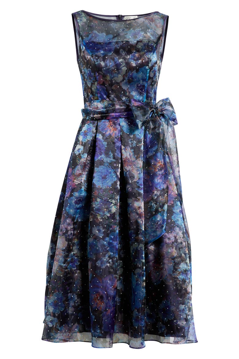 Print Sleeveless Cocktail Dress, Alternate, color, BLACK BLUE