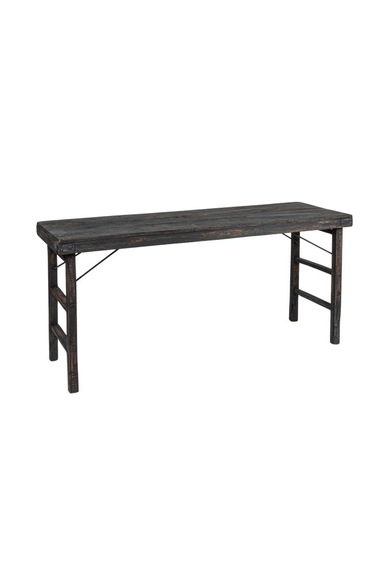 Storied Home Reclaimed Wood Long Folding Table, Distressed Blackwashed, Main, color, Black