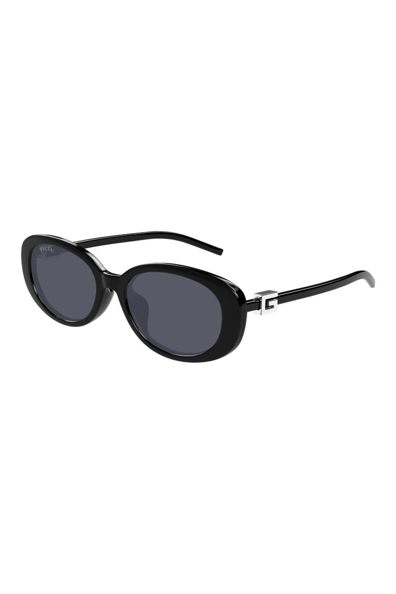 55mm Oval Sunglasses, Alternate, color, BLACK