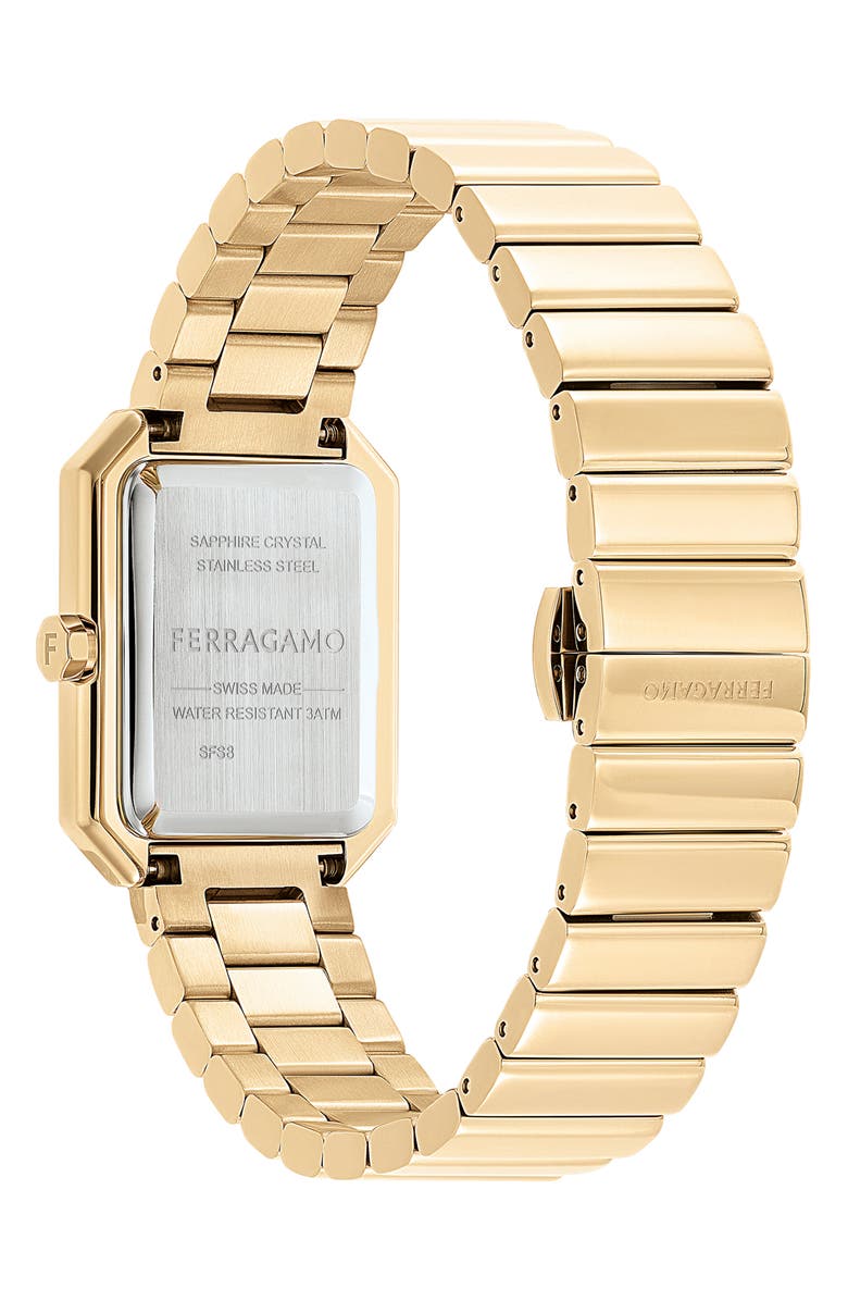 FERRAGAMO Crystal Bracelet Watch, 27mm x 34mm, Alternate, color, Ip Yellow Gold