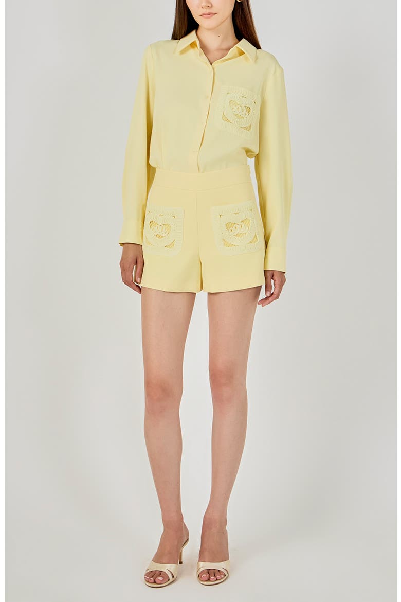 Mesh Pocket A-Line Shorts, Alternate, color, LIGHT YELLOW