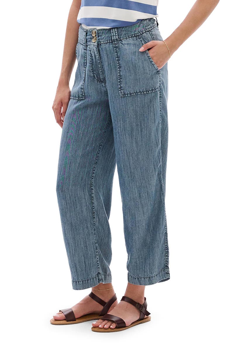 Acid Wash Crop Wide Leg Chambray Pants, Alternate, color, BLUE ACID RINSE