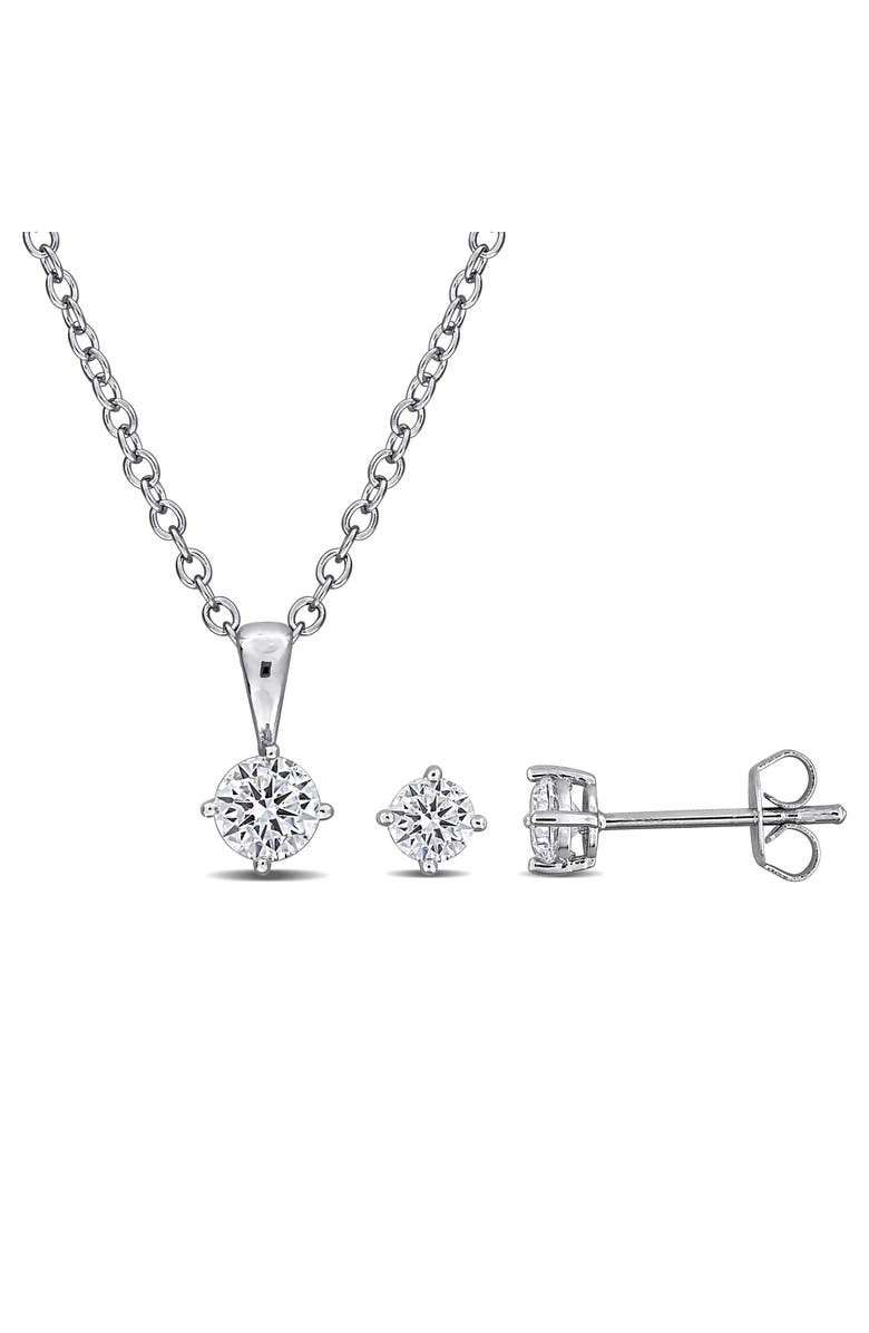 DELMAR Cubic Zirconia Stud Earrings & Necklace Set, Main, color, 