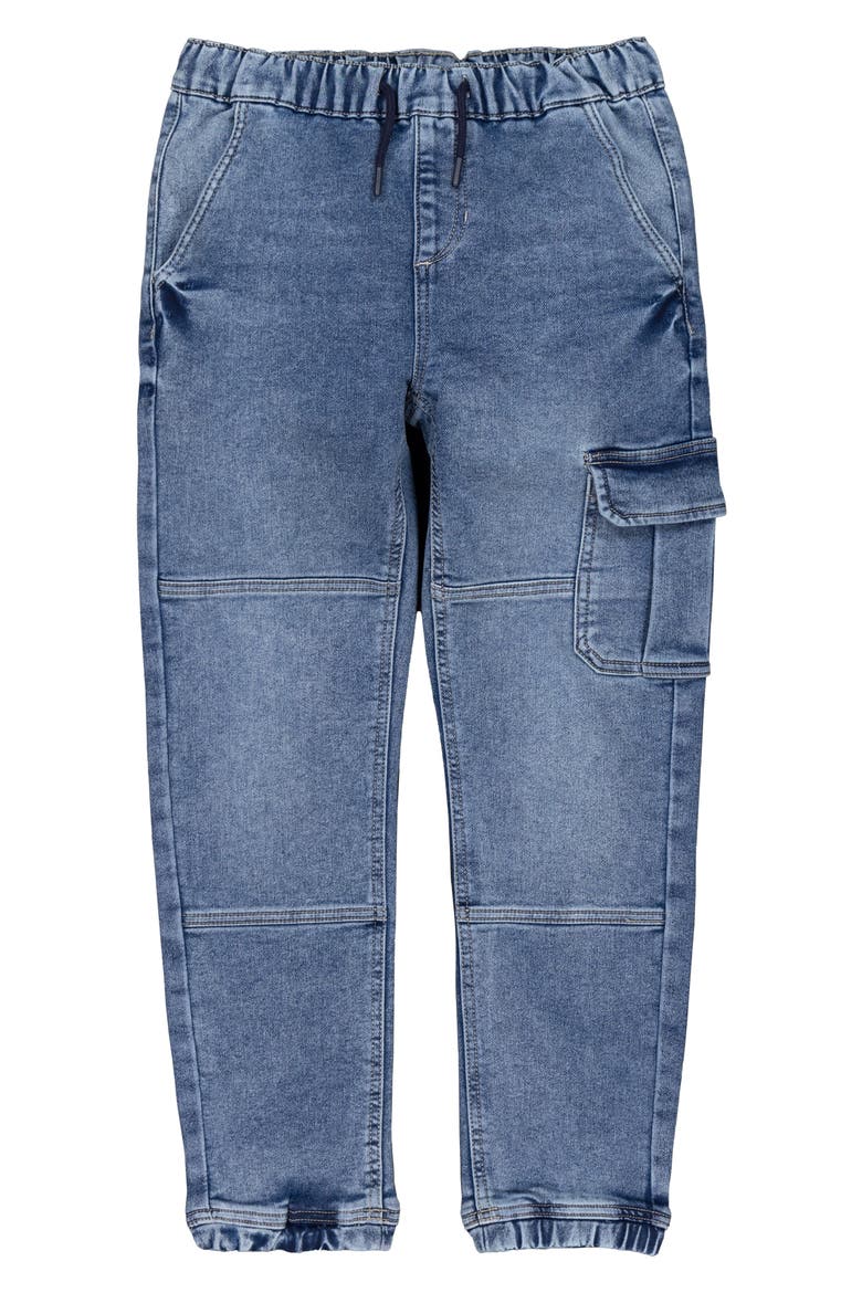Kids' Cargo Denim Joggers, Main, color, DARK WASH