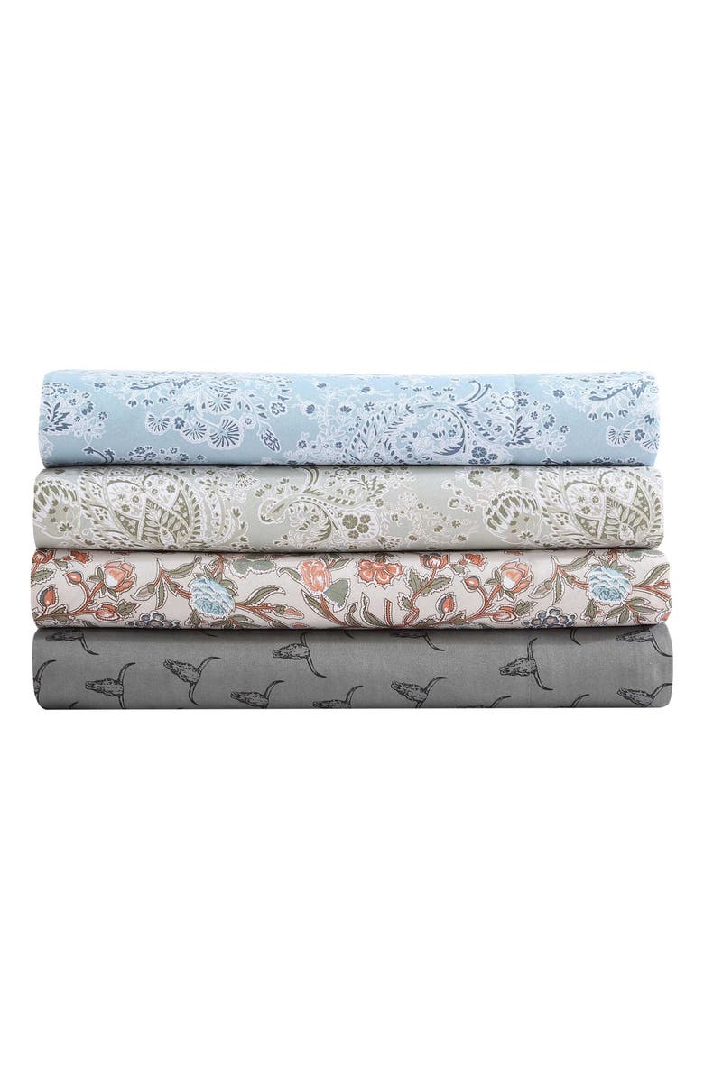 Wrangler Steer Skull Print Microfiber Sheet Set, Alternate, color, Dark Grey