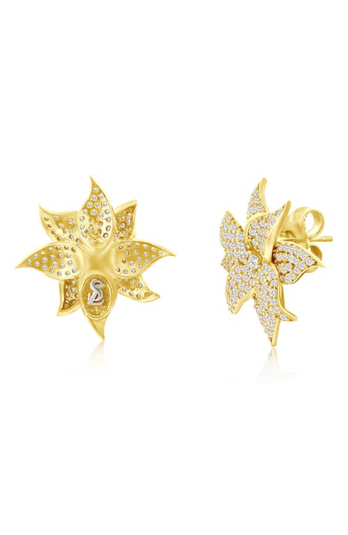 Suzy Levian Cubic Zirconia Flower Stud Earrings