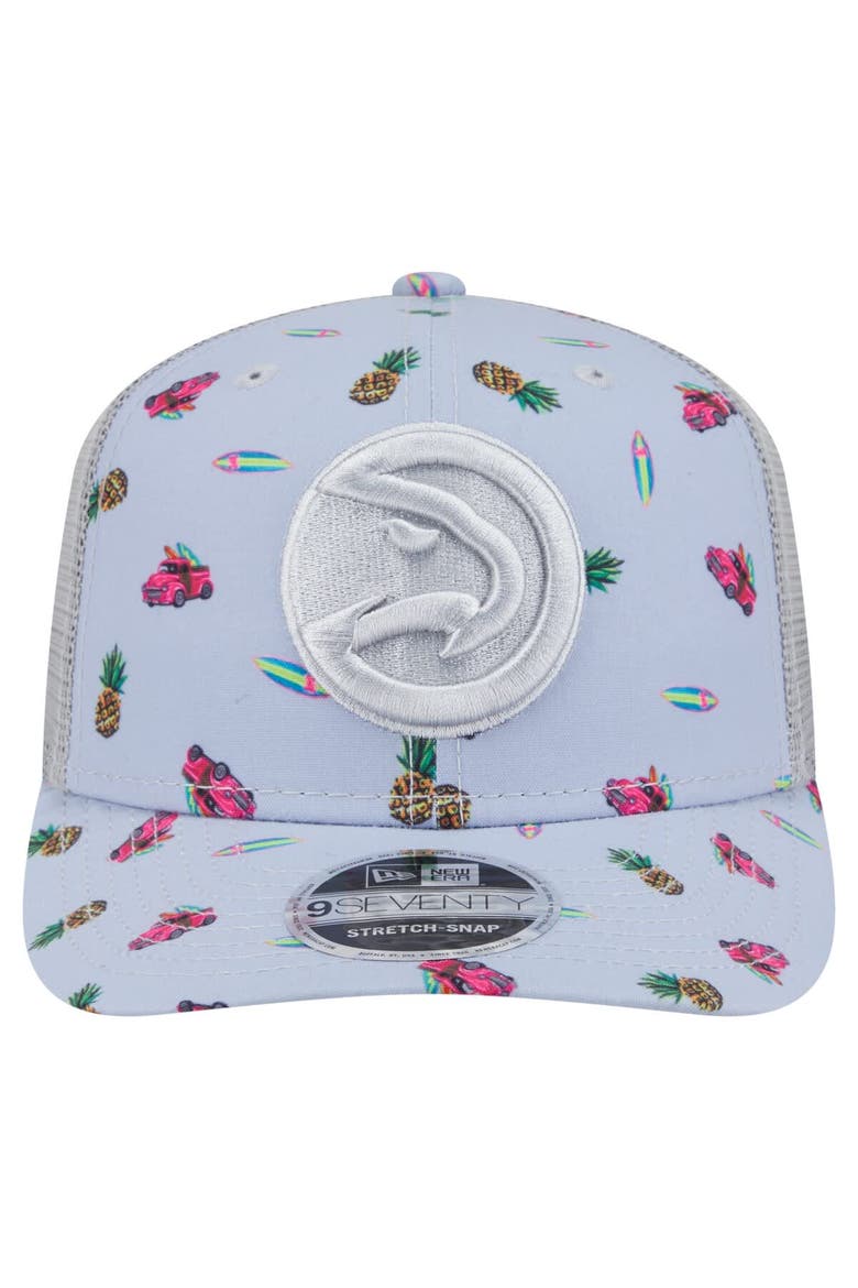 Men's New Era Light Blue/Gray Atlanta Hawks Adventure Aloha Pattern 9SEVENTY Stretch-Snap Hat, Alternate, color, Light Blue