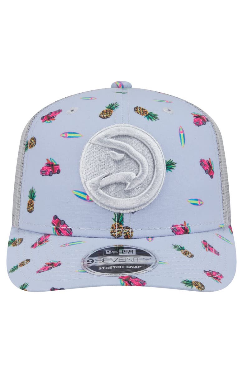 New Era Men's New Era Light Blue/Gray Atlanta Hawks Adventure Aloha Pattern 9SEVENTY Stretch-Snap Hat, Alternate, color, Light Blue