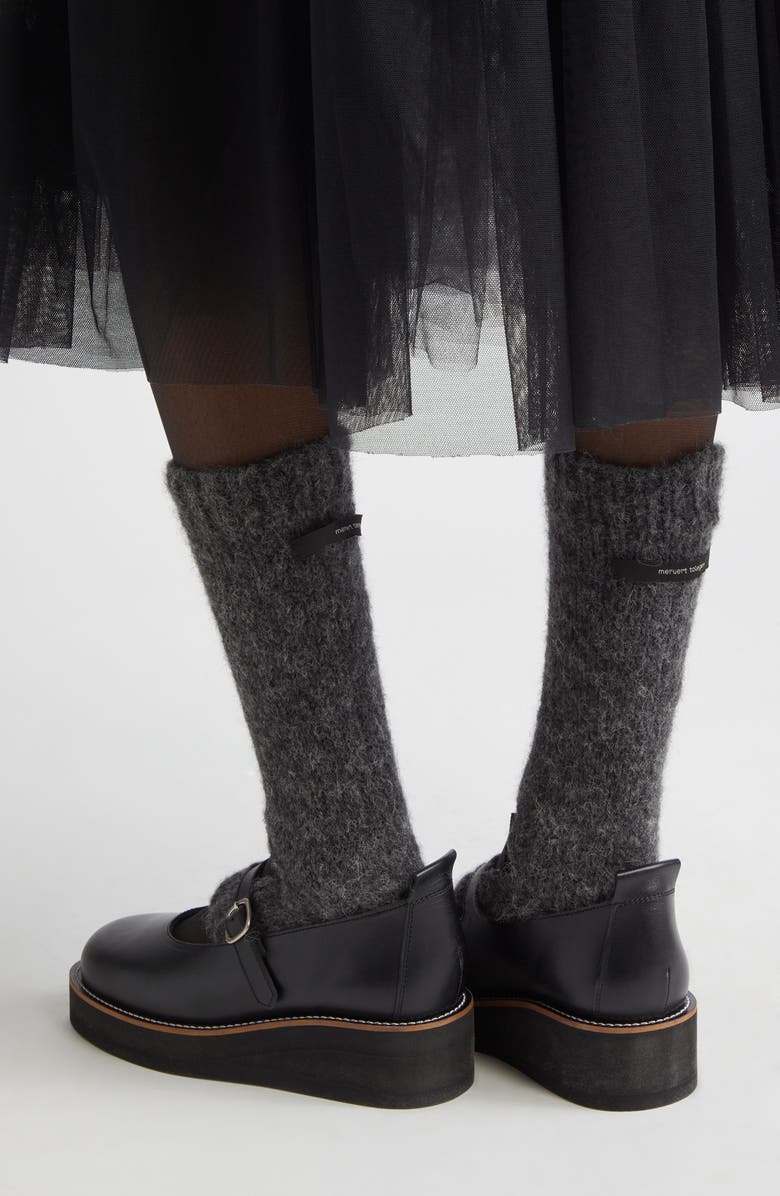 Meruert Tolegen Hand Knit Cutout Leg Warmers, Alternate, color, Grey