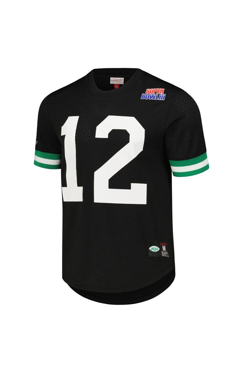 Mitchell & Ness Men's Mitchell & Ness Joe Namath Black New York Jets Retired Player Name & Number Mesh Top, Alternate, color, Black