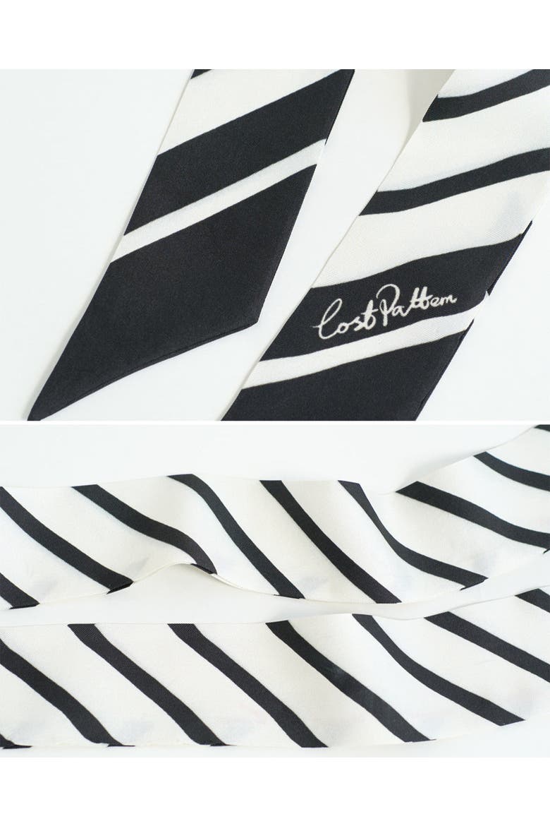"La Mariniere" Silk Skinny Scarf, Alternate, color, Black and White
