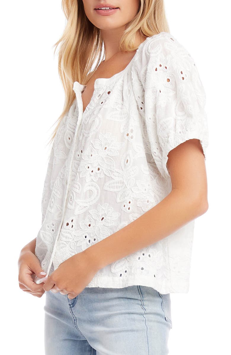 Karen Kane Floral Embroidered Short Sleeve Peasant Blouse, Alternate, color,