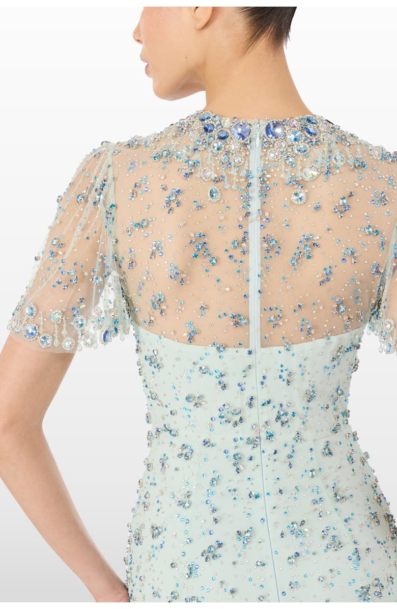 Jenny Packham Ambiance Beaded Maxi Dress, Alternate, color, Alice Blue