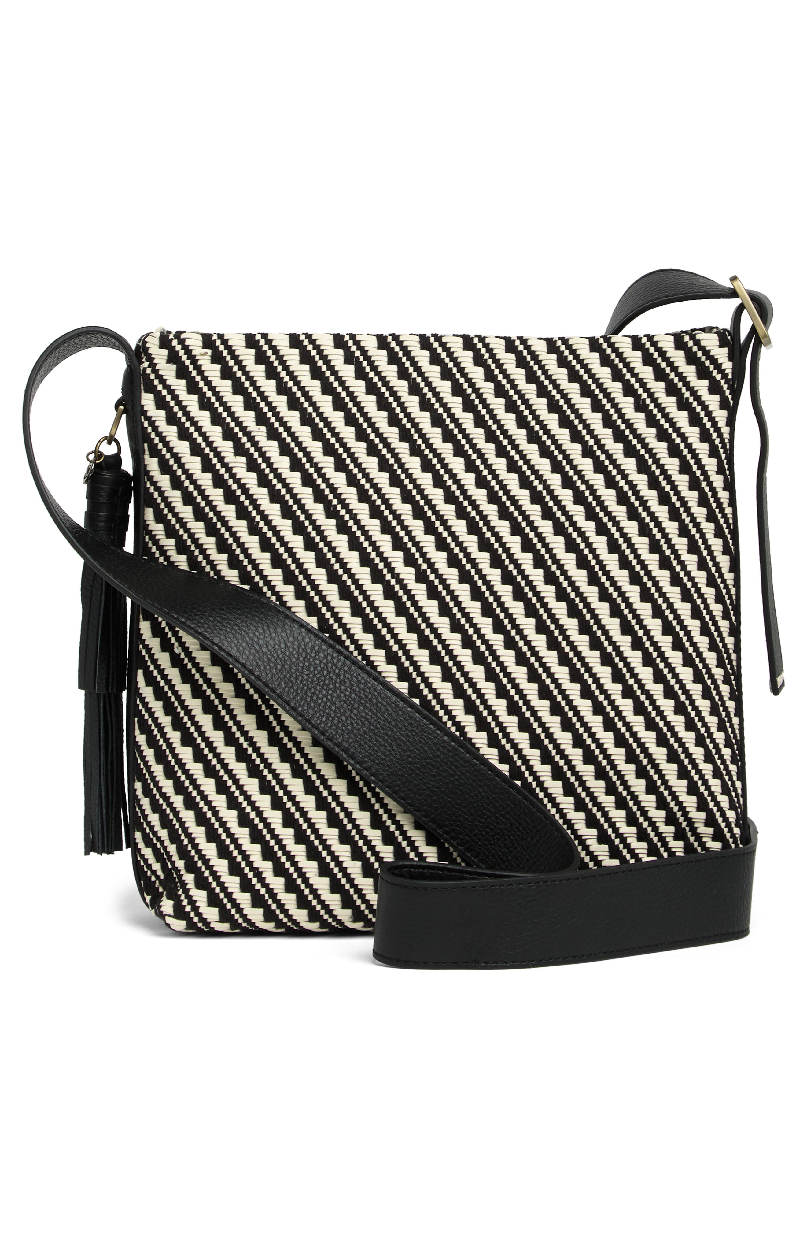 Blaze Crossbody Bag, Alternate, color, BLACK & WHITE WEAVE
