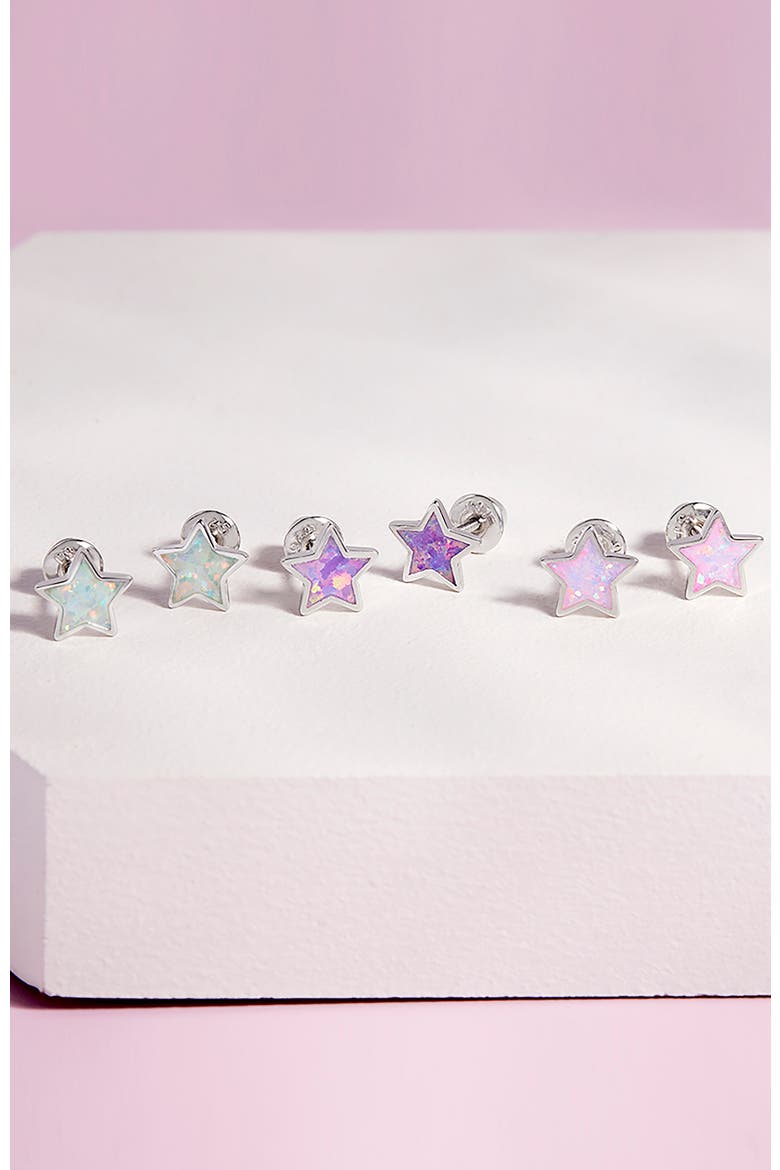 Sparkle Star Earrings, Alternate, color, Lavender
